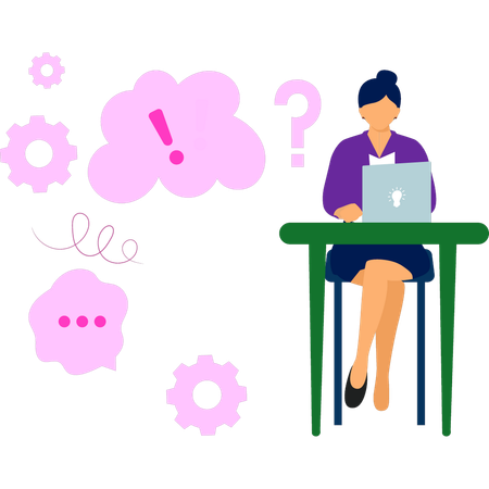 Mulher trabalhando no laptop  Ilustração