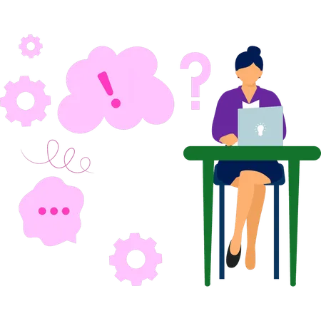 Mulher trabalhando no laptop  Ilustração
