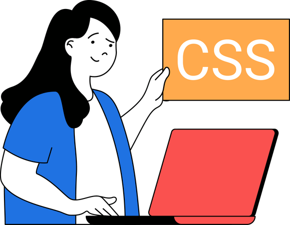 A garota está trabalhando no modelo CSS  Ilustração
