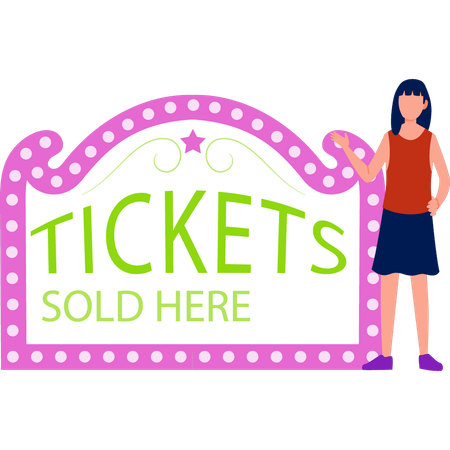 A menina está vendendo ingressos  Ilustração