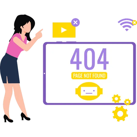 A garota está vendo um erro 404  Ilustração