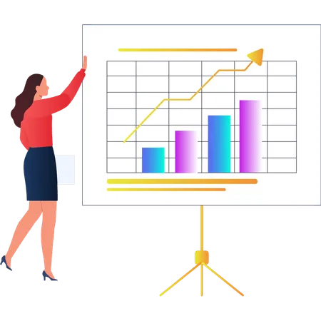 Garota explicando sobre o diagrama gráfico  Ilustração