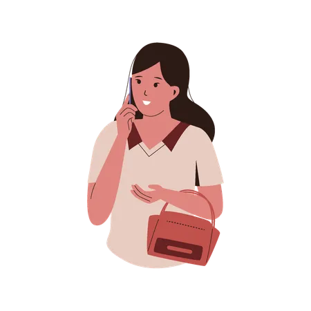 Garota falando ao telefone  Ilustração