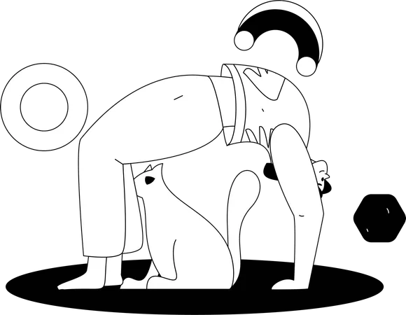 Garota viciada em fitness fazendo ioga suavemente  Ilustração