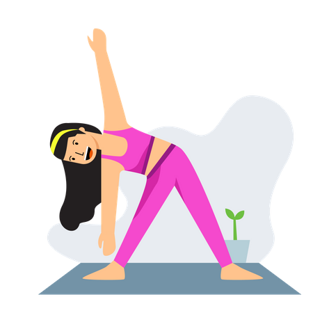 Garota fazendo alongamento de ioga  Ilustração