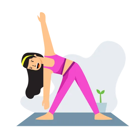 Garota fazendo alongamento de ioga  Ilustração