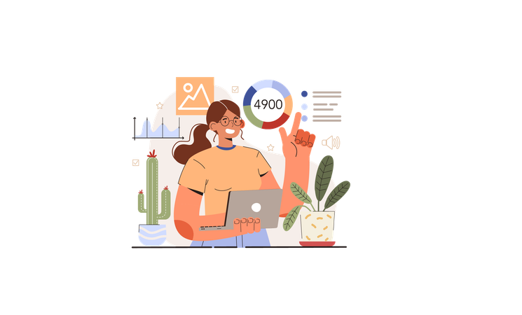 Garota fazendo análise de blog  Illustration