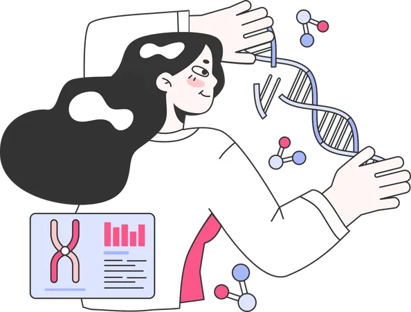 Garota fazendo análise de DNA  Ilustração