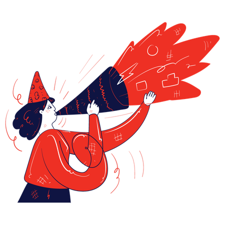 Garota fazendo anúncio de marketing  Illustration