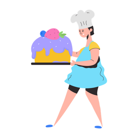 Garota fazendo bolo  Ilustração