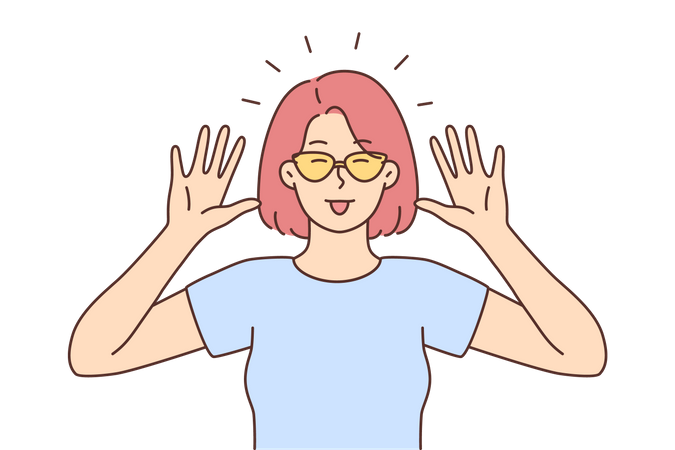 Garota fazendo cara engraçada  Ilustração