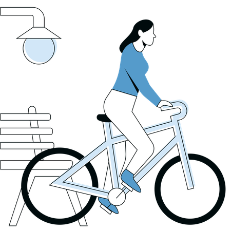 Garota fazendo ciclismo para relaxar  Ilustração