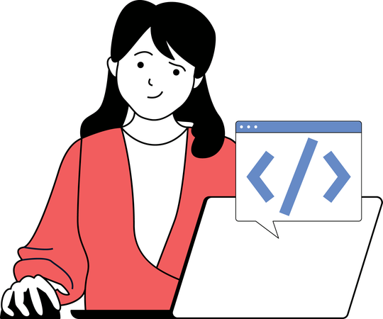 Garota fazendo codificação de site  Ilustração
