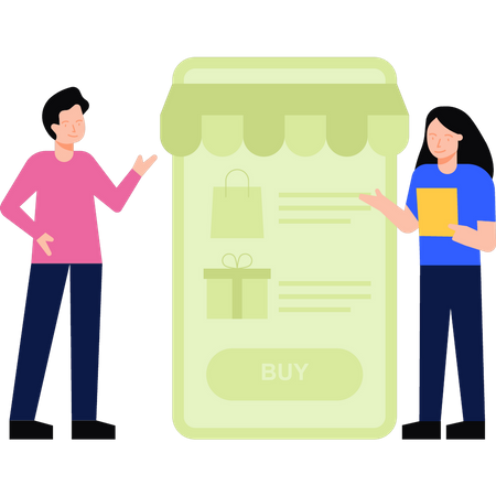 Garota fazendo compras on-line  Ilustração