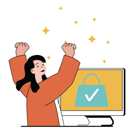 Garota fazendo compras on-line  Illustration