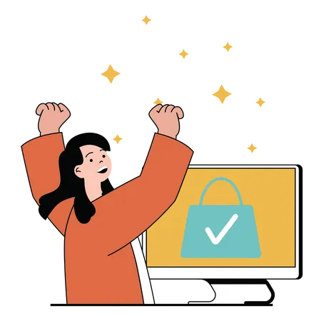 Garota fazendo compras on-line  Illustration