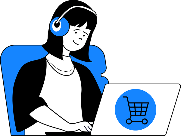 Garota fazendo compras on-line  Ilustração