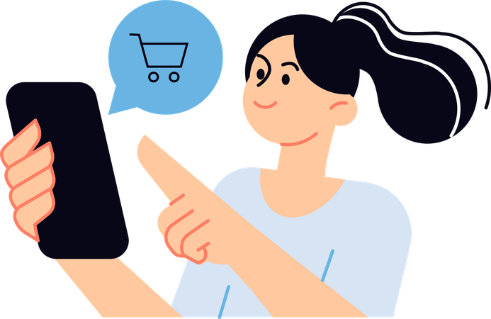 Garota fazendo compras on-line  Ilustração