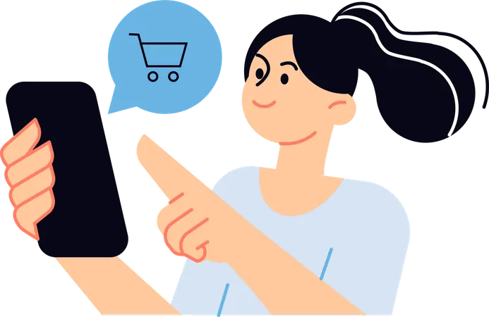 Garota fazendo compras on-line  Ilustração