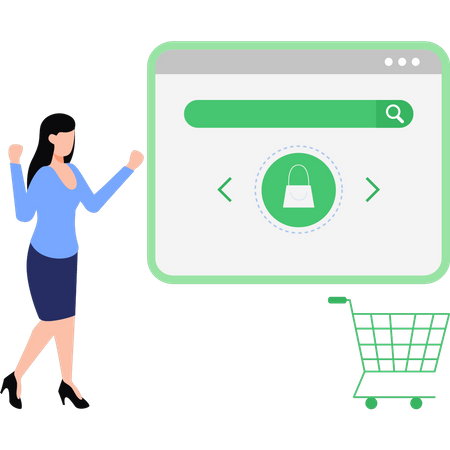 Garota fazendo compras on-line  Illustration