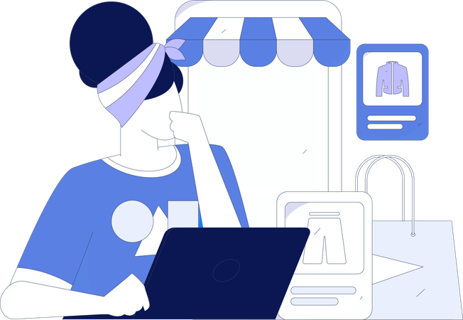 Garota fazendo compras on-line pelo laptop  Illustration