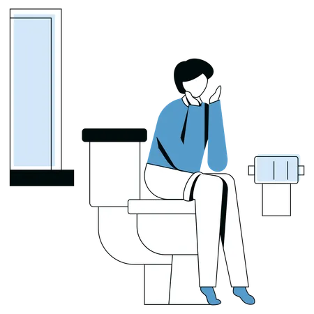Garota fazendo Defecar no banheiro  Ilustração