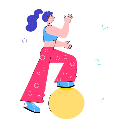 Garota fazendo exercício com bola  Ilustração