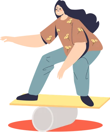 Menina fazendo exercício de equilíbrio  Ilustração
