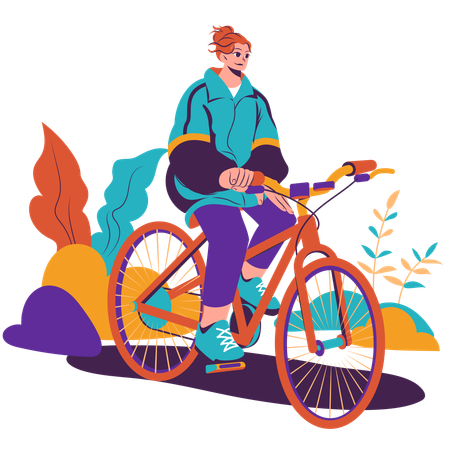 Garota fazendo exercícios físicos de bicicleta  Ilustração
