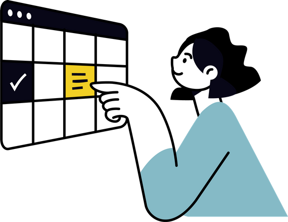 Garota fazendo gerenciamento de projetos  Ilustração