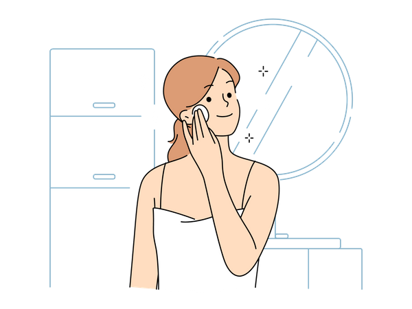 Garota fazendo maquiagem  Ilustração