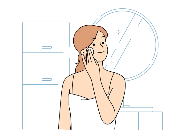 Garota fazendo maquiagem  Ilustração