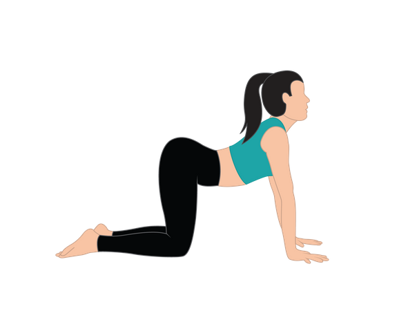 Menina fazendo Marjaryasana-Bitilasana  Ilustração