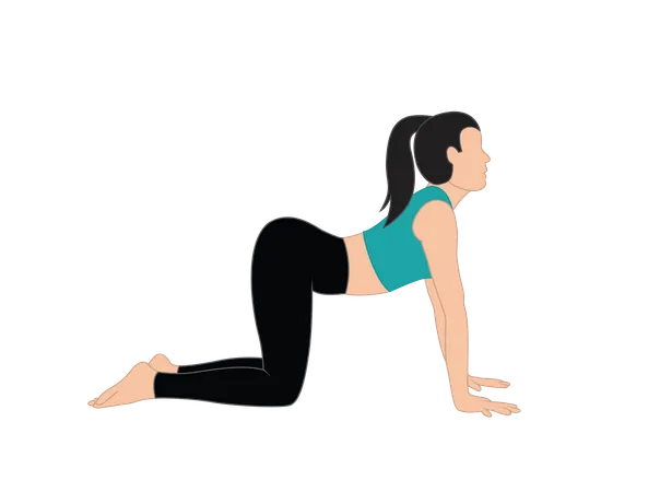 Menina fazendo Marjaryasana-Bitilasana  Ilustração