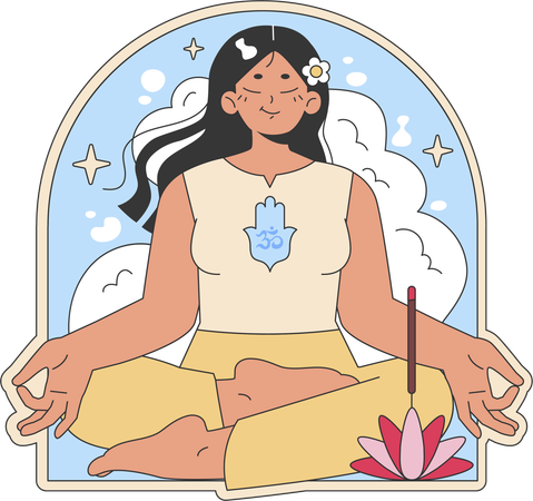 Garota fazendo meditação  Ilustração