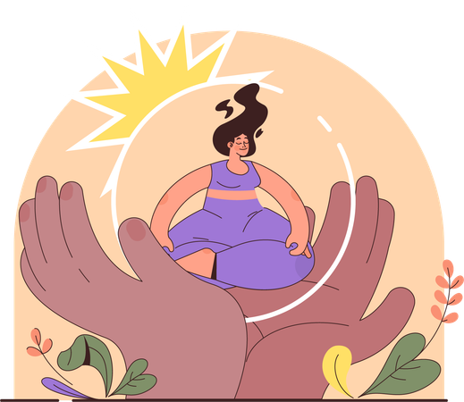 Garota fazendo meditação  Ilustração