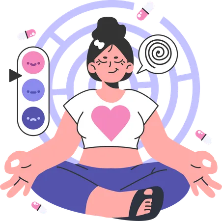 Garota fazendo meditação  Ilustração