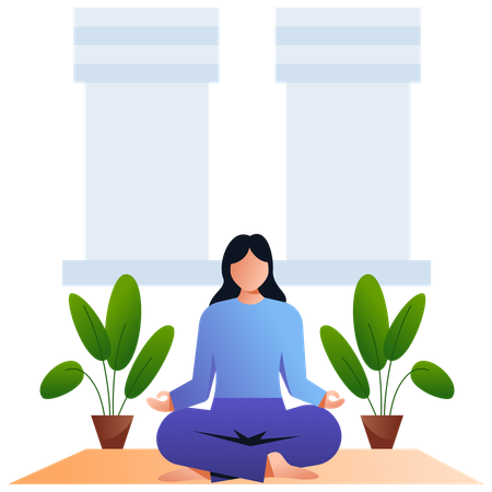 Garota fazendo meditação  Ilustração