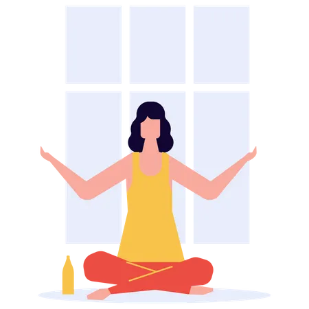 Garota fazendo meditação  Illustration