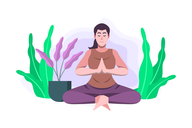 Garota fazendo meditação  Ilustração