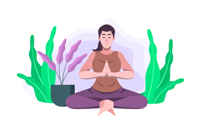 Garota fazendo meditação  Ilustração