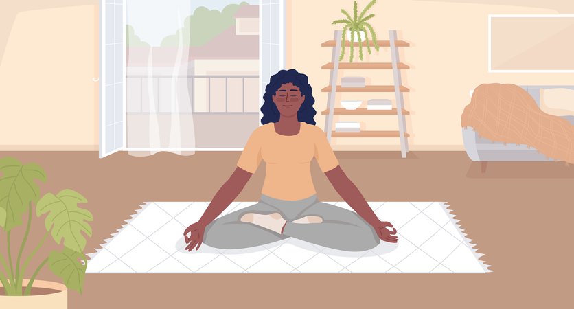 Garota fazendo meditação  Ilustração