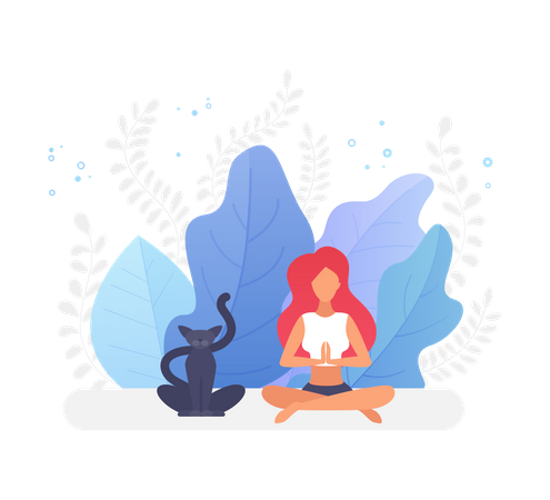 Garota fazendo meditação  Ilustração