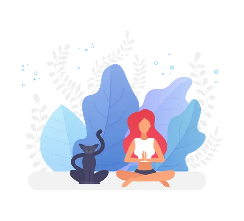 Garota fazendo meditação  Ilustração