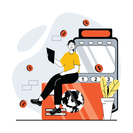 Garota fazendo pagamento on-line  Ilustração