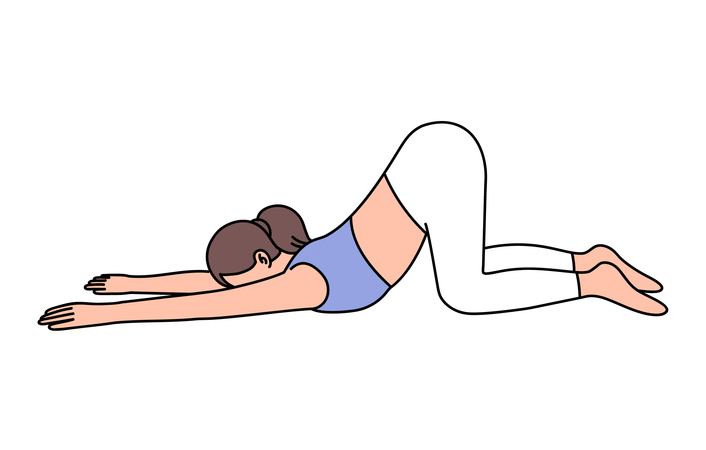 Garota fazendo pose de ioga com coração derretido  Ilustração