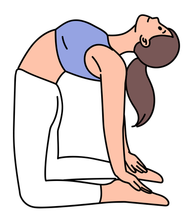 Garota fazendo pose de ioga de camelo  Ilustração