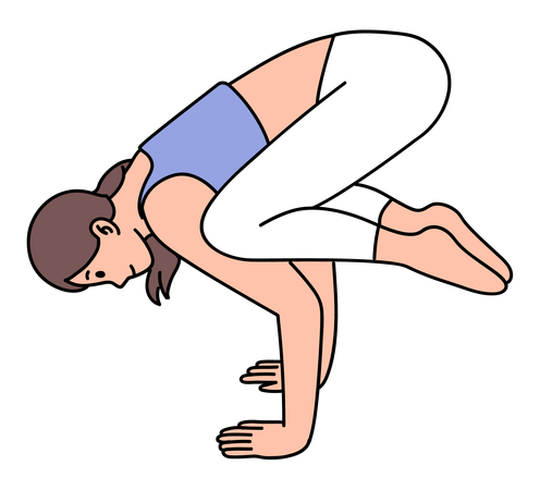 Garota fazendo pose de ioga de corvo  Ilustração