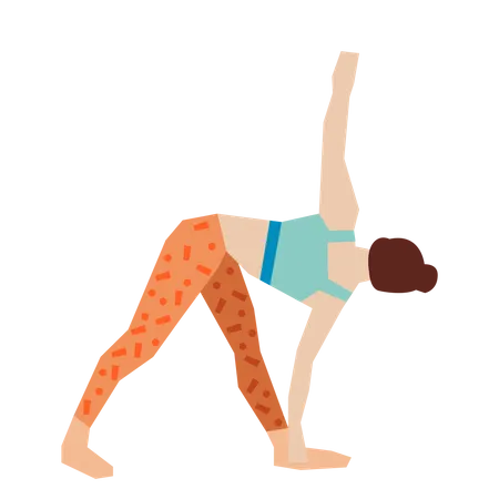 Garota fazendo pose de ioga triangular  Ilustração