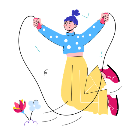 Garota fazendo pular corda  Ilustração